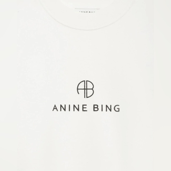 ANINE Bing Jaci Sweatshirt Monogram Ivory Size M NEW - Picture 4 of 5